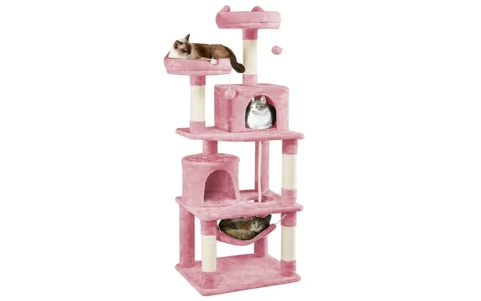 Yaheetech 62.5 H Multi Level Cat Tree Tower With 2 Condos & Scratching Post Pink
