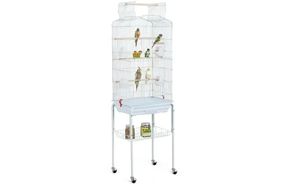 Yaheetech 64 H Open Top Metal Bird Cage Large Parrot Cage W Double Doors & Rolling Stand For Budgie Parrot Canary Cockat