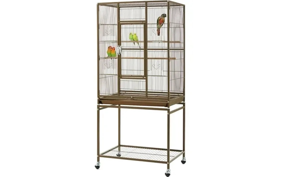 Yaheetech Rolling Parrot Cage Bird Cage For Conures Parakeets Cockatiels With Shelf Palmer Green