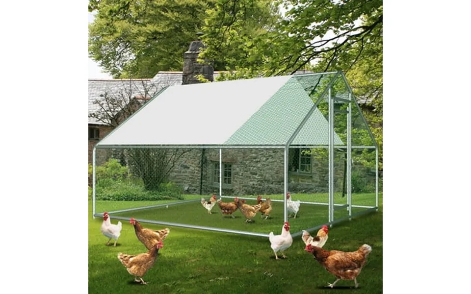 Yamissi Large Chicken Coop Chickens Walk In Metal Runs With Cover Outdoor Pet Pens Poultry Cage Duck Coops Rabbit House