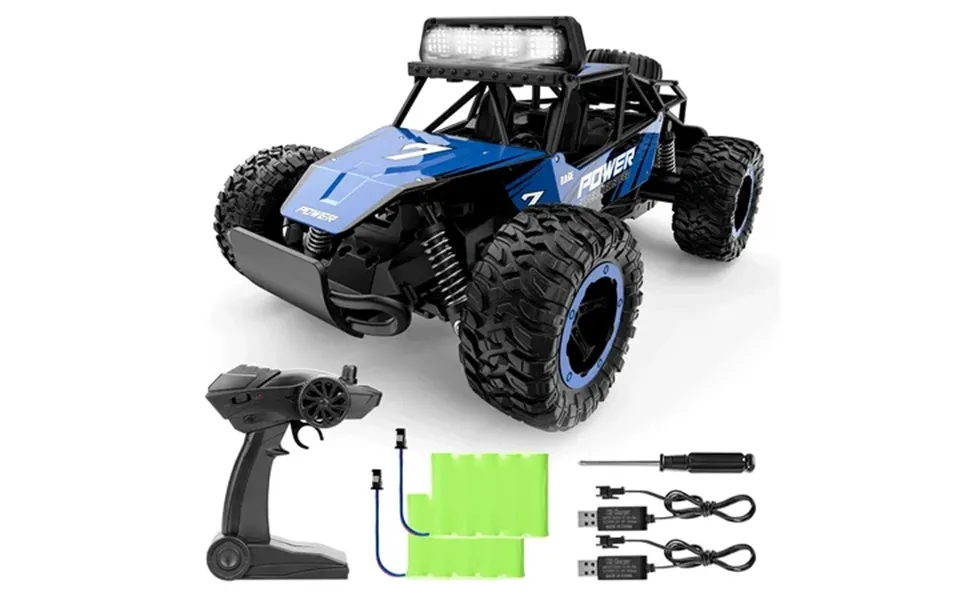 Ycfun 1 14 Scale Rc Cars For Kids Off-road Rc Monster Truck Toy With Led Lights & 2 Batteries All-terrain Remote Control
