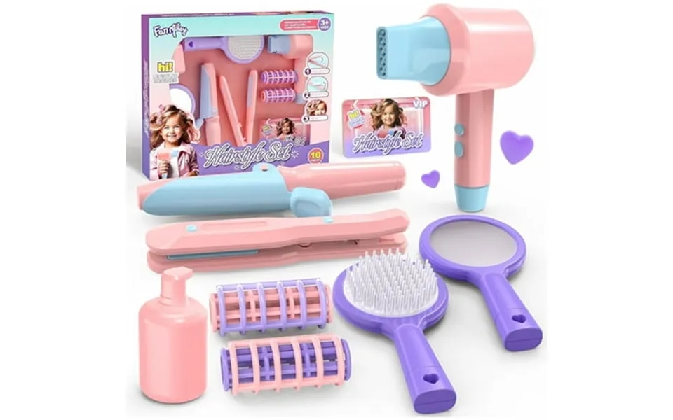 Ycfun Girls Beauty Hair Salon Set For Kids Pretend Play Hair Stylist Toy Kit With Dryer Comb Mirror