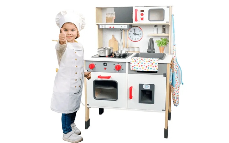 Ycfun Wooden Play Kitchen Pretend Play Wooden Toy Set For Childs Kids Toddlers With Realistic Lights And Sounds