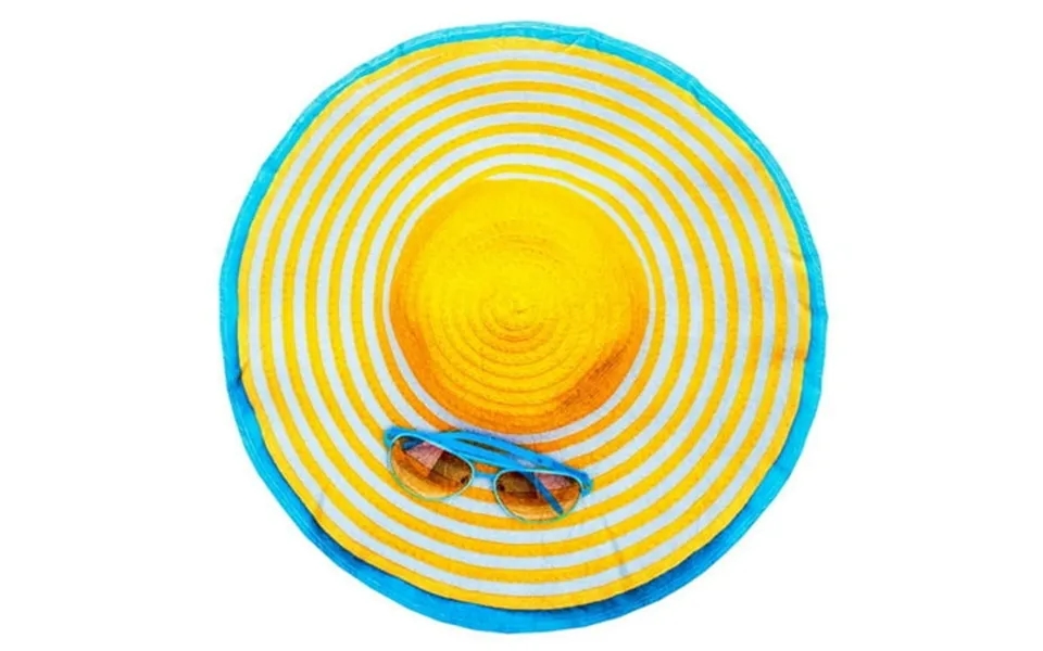 Yellow Sun Hat Traditional Round Blanket 68 Diameter- Snuggly Circle Throw Blanket - Novelty Picnic Or Beach Blanket- Fu