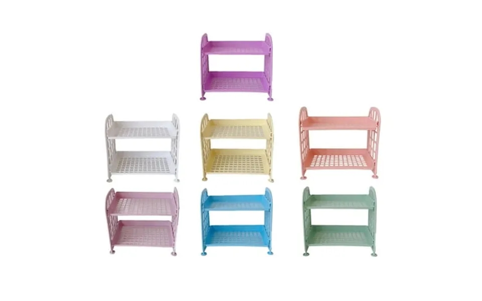 Yesbay Organizer Double-layered Detachable Plastic Desktop Storage Rack For Bathroom Pink