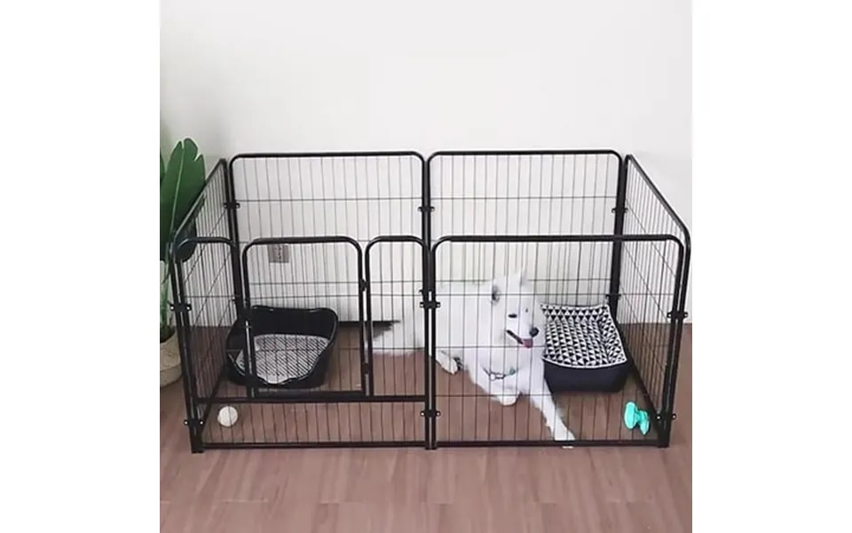 Yibooy 6 Panels Dog Fence Foldable Dog Playpen Fence Detachable Play Pen Black