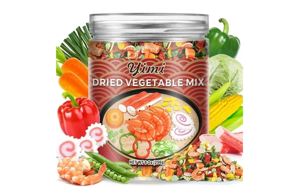 Yimi Dried Seafood Ramen Kef28 Toppings Dehydrated Vegetables Mix - Freeze Dried Shrimp Narutomaki Fish Cake Imitation C