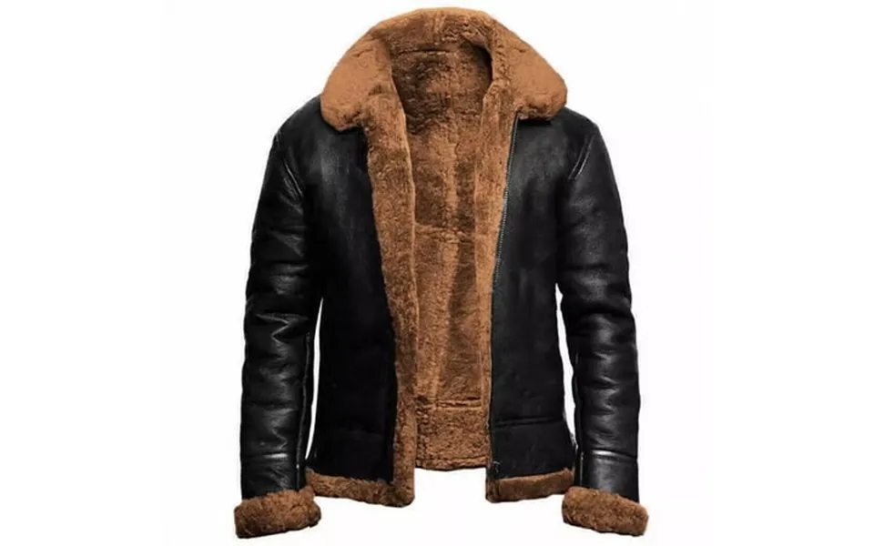 Ylsdy Men S Rollbacks Faux Leather Shearling Jacket Winter Warm Fleece Lined Bomber Jacket Outwear Brown M