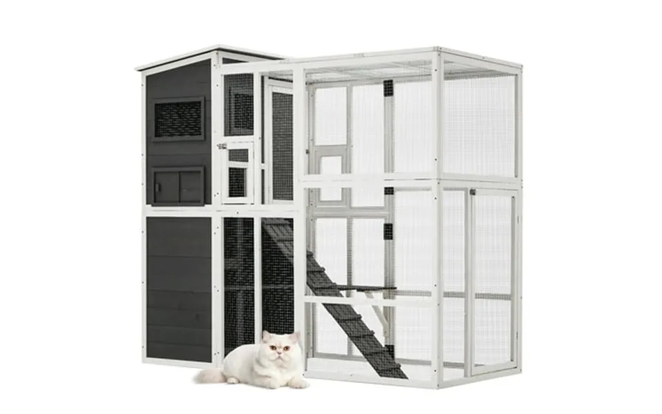 Yodolla 70 H Large Wooden Catio Outdoor Cat Enclosure Walk-in Cat House With Run Cat Cage Catio Playpen For Lounging Woo