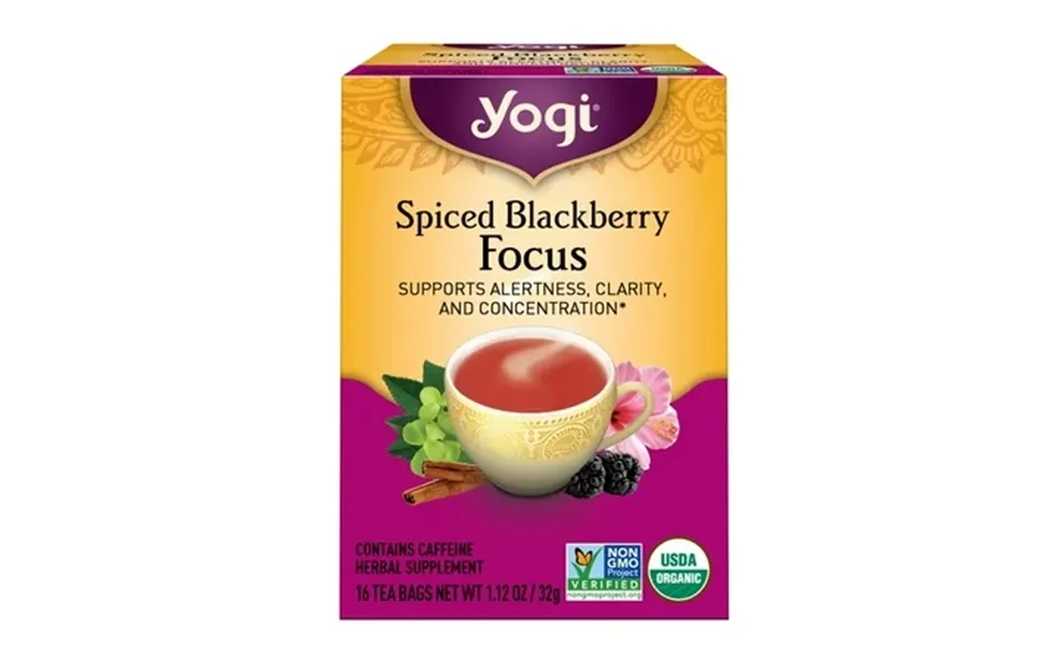 Yogi Spiced Blackberry Focus Organic Black Tea Bags 16 Count