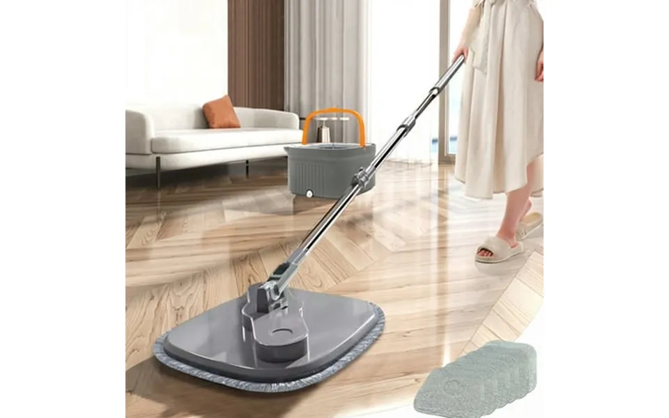 Yoloke Mop And Bucket System Includes Square Spin Mop Dual Compartment Mop Bucket And 6 Thick Machine Washable Mop Pads
