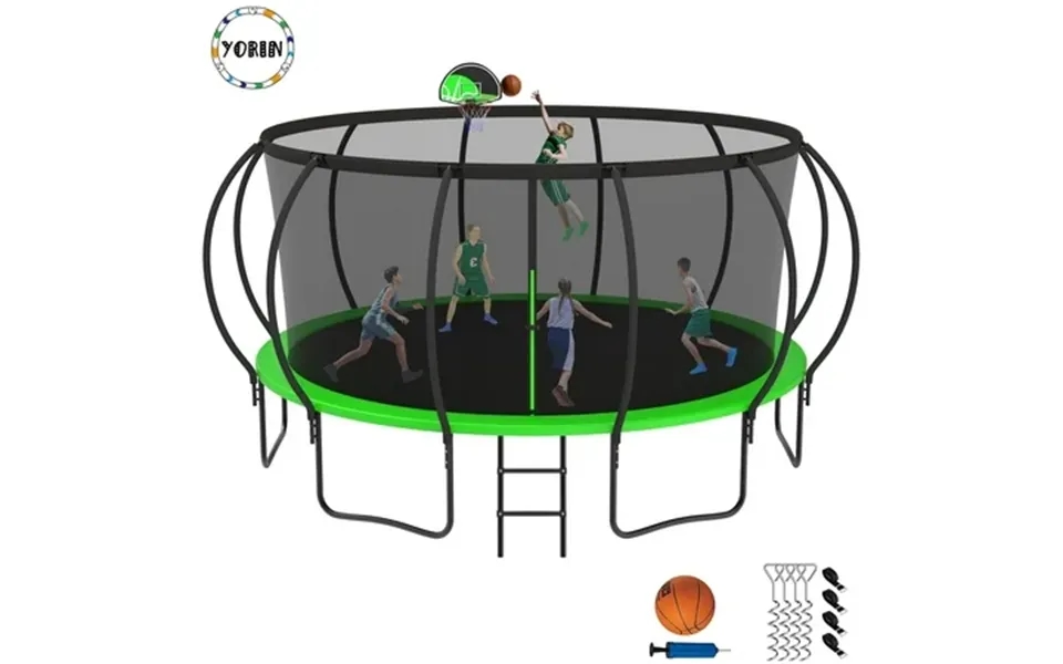 Yorin Trampoline 15ft Trampoline For Adults And Kids 1500lbs Trampoline With Enclosure Net Basketball Hoop Ladder Wind S