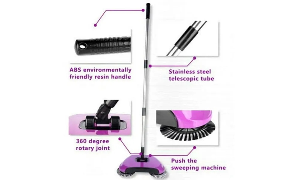 Youloveit 360 3 In 1 Spinning Push-power Broom 360 Degree Rotating Cleaning Sweeper Tool Non-electric - Easy Manual Swee