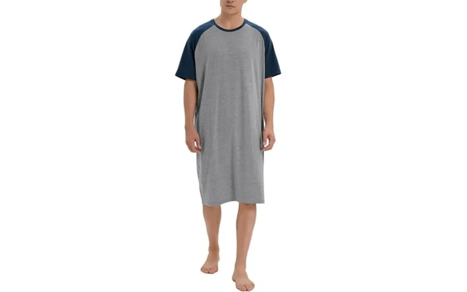 Youloveit Men Cotton Robe Kaftan Pajamas Round-neck Sleep Shirt Loose Nightshirt Pyjamas Short Sleeves Sleep T-shirt Nig