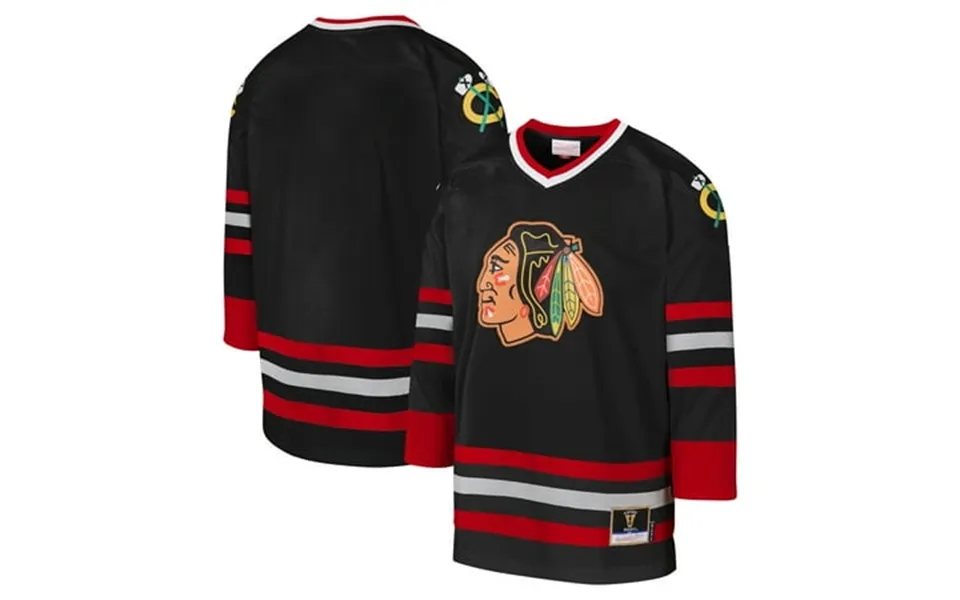 Youth Mitchell & Ness Black Chicago Blackhawks 1997 Blue Line Jersey
