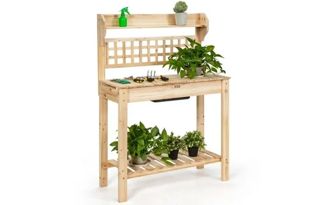 Yyao Garden Potting Bench Workstation Table With Sliding Tabletop Sink Shelves product image
