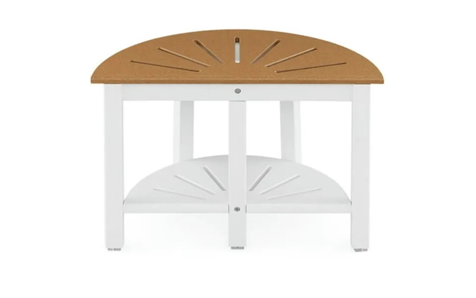 Yyao Shower Seat Bathroom Bench Bath Chair Waterproof Hdpe Shower Bench With Semicircular Seat And Storage Shelf-brown