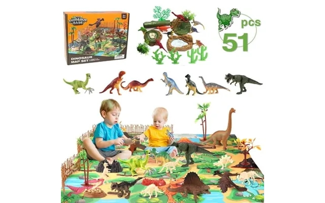 Zacro Dinosaur Toys Play Set 51pcs Dinosaur Toys For Boys & Girls With Play Mat Dinosaur Figures Trees Rocks Fossil Grea product image