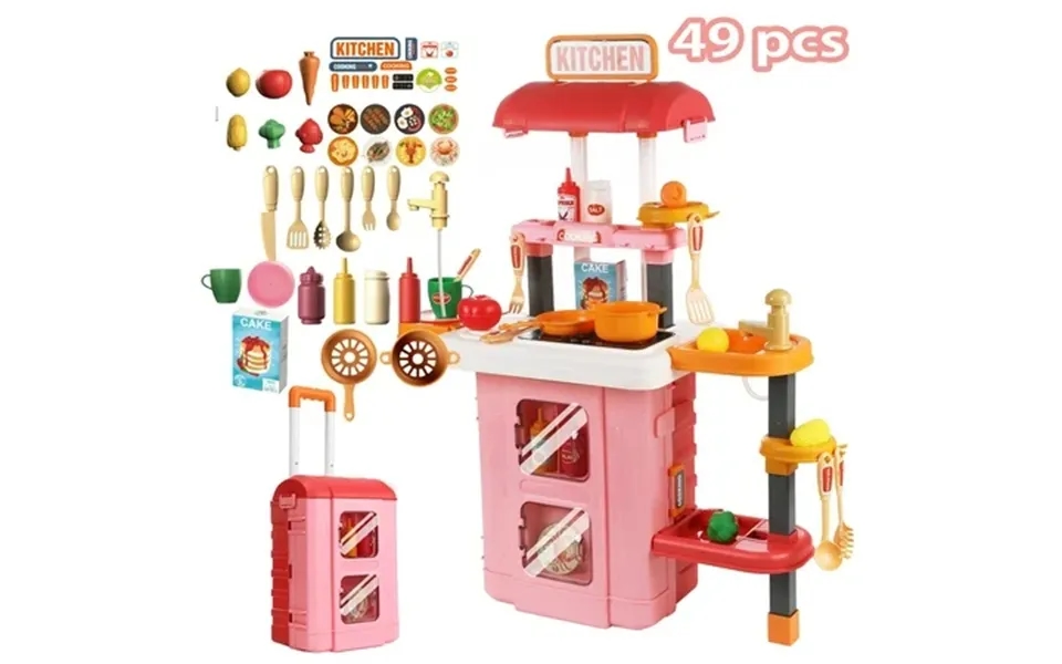 Zacro Play Kitchen Set For Kids 49pcs Kids Kitchen Playset With Sound & Light Play Sink And Toy Kitchen Accessories Pret