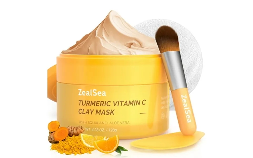 Zealsea Turmeric Clay Facial Mask With Vitamin C Detox Purifying Brightening Face Mud Mask Turmeric And Kaolin Clay For