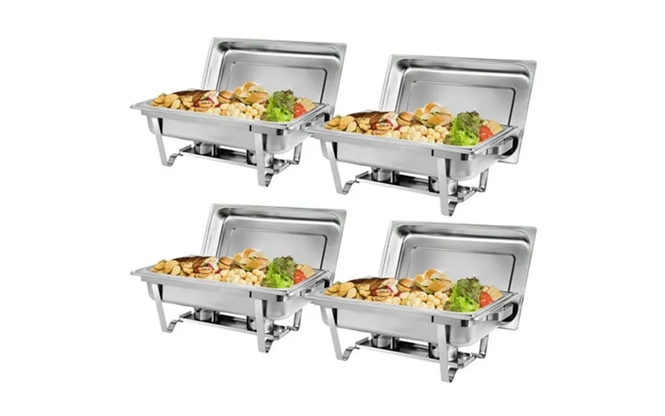 Zensports 4 Pack 8qt Chafing Dish Full Size Buffet Set Stainless Steel Food Warmer W Water Pan Silver
