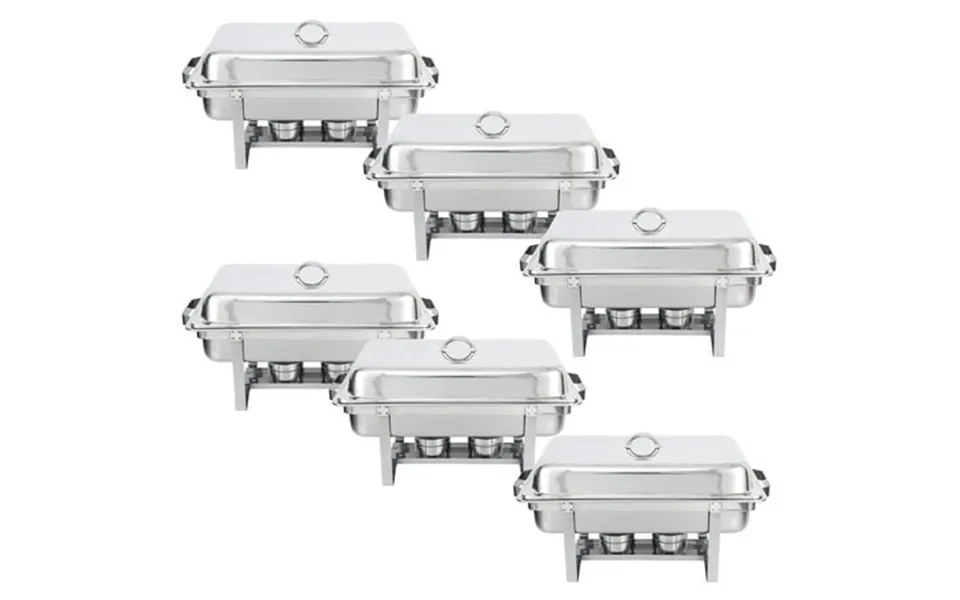 Zensports 6 Pack 8qt Chafing Dish Full Size Buffet Set Stainless Steel Food Warmer W Water Silver