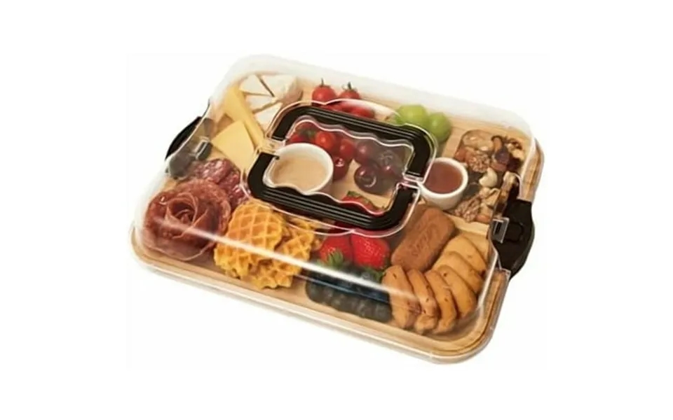 Zenstorge Bamboo Charcuetrie Board With Lid And Handle Portable Travel Cheese Board For Charcuterie Snacks Housewarming