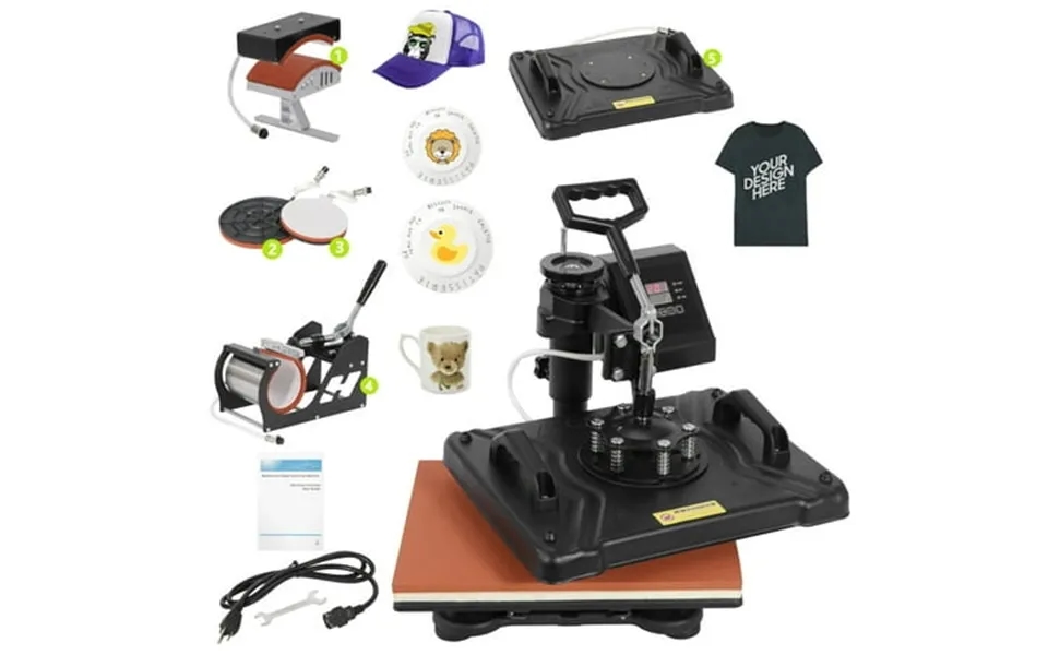 Zenstyle 5 In 1 Heat Press Machineheat Press 12x15 Inch Combo Heat Transfer Machine Multifunctional Transfer Sublimation