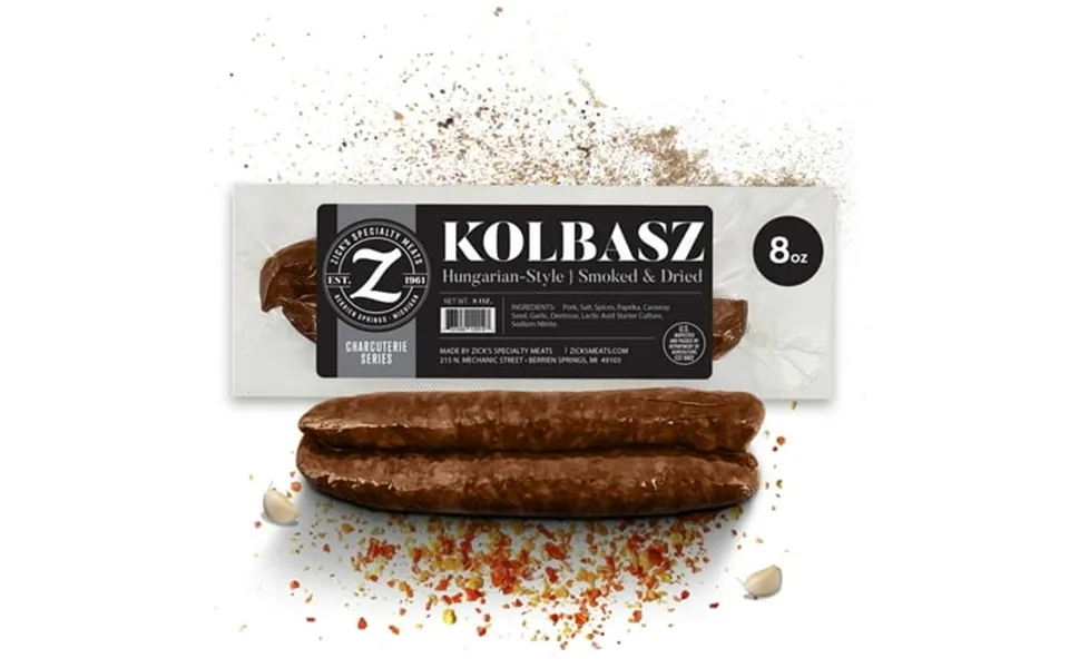 Zick’s Specialty Meats Kolbasz Sbf3 Hungarian Sausage 8oz Smoked Dried Hungarian Sausage Premium Charcuterie Meat Series