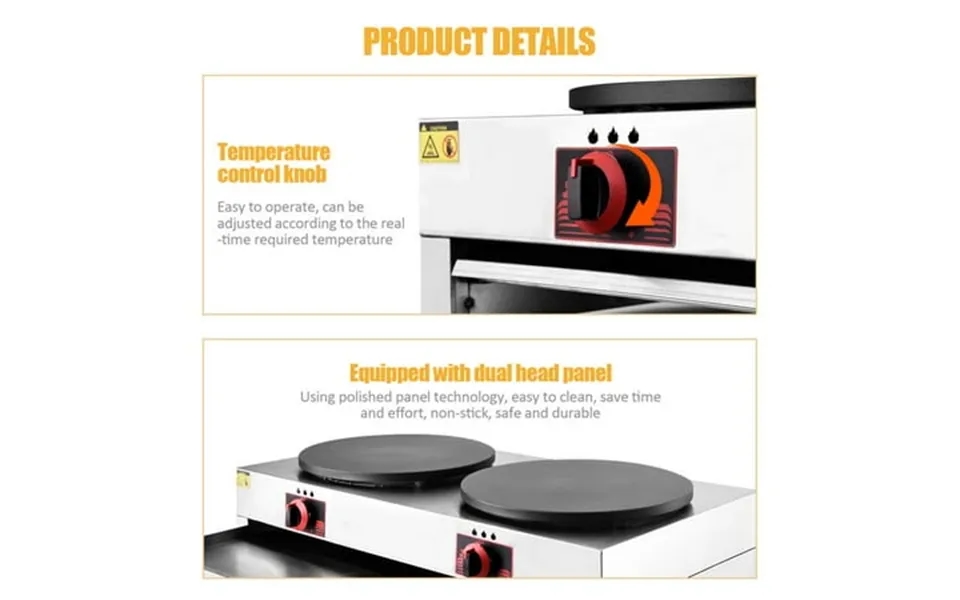 Zihui Crepe Machine Non-stick Grill Machine Pancake Maker Spreader Pancake Making Machine Double-head Pancake Machine Cr