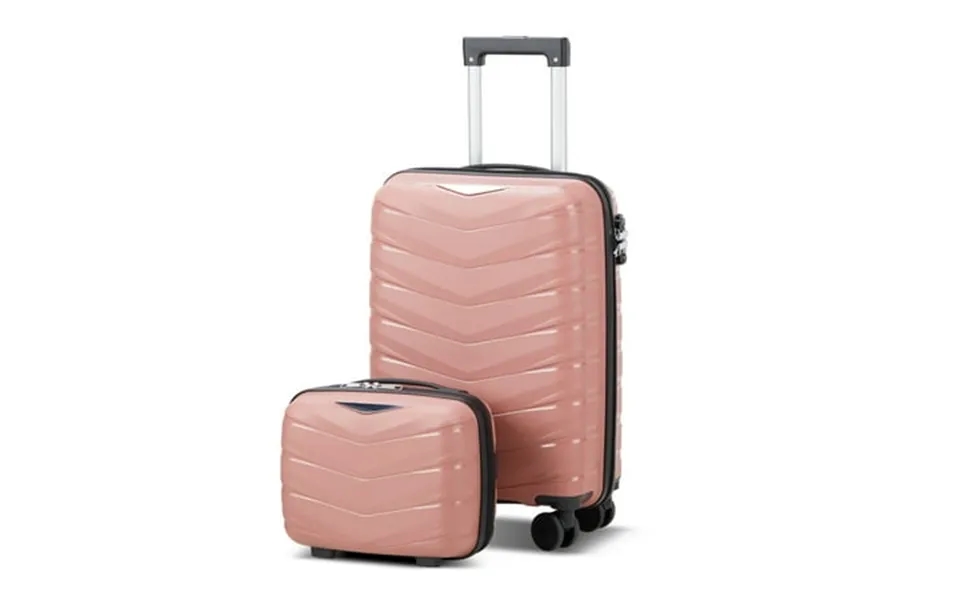 Zimtown 2 Piece Carry-on Luggage Set Pp Hard Shell Suitcase 14 20 Luggage Sets Double Wheels With Tsa Lock Rose Gold