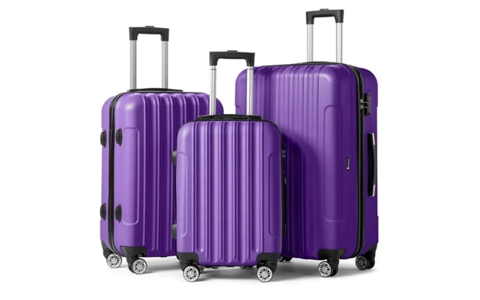 Zimtown 3 Piece Nested Spinner Suitcase Luggage Set With Tsa Lock Purple