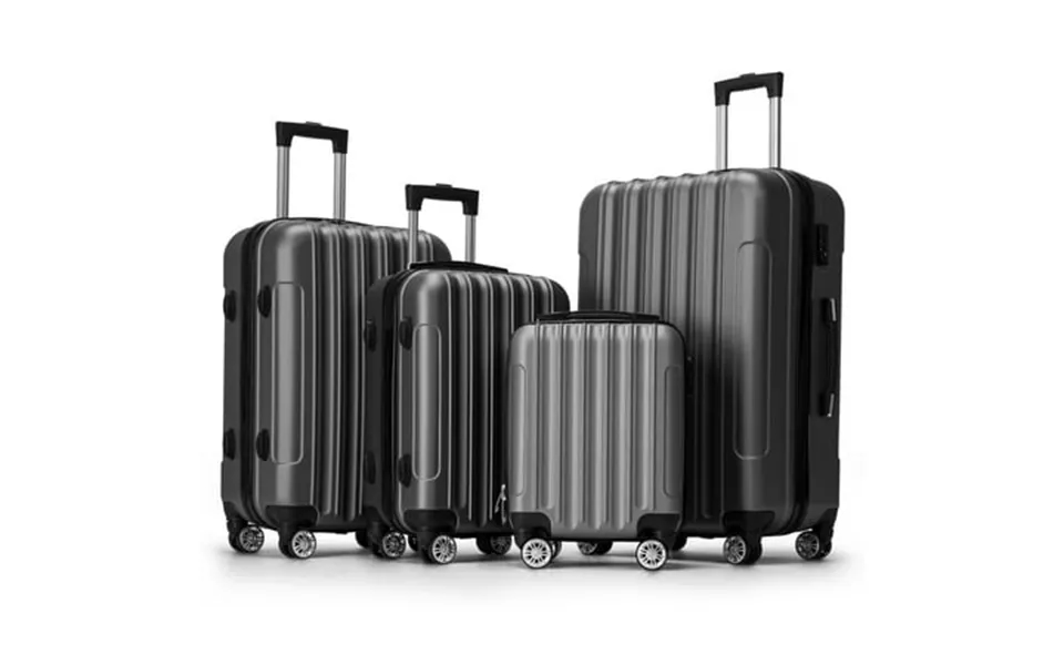 Zimtown 4 Piece Luggage Set Abs Hard Shell Suitcase Luggage Sets Double Wheels With Tsa Lock Dark Gray