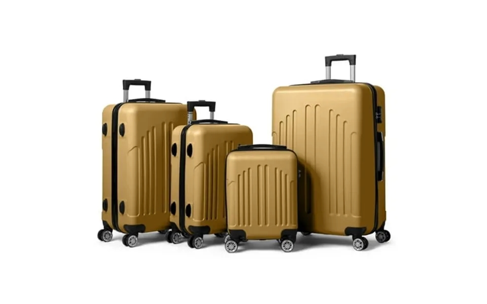 Zimtown 4 Piece Luggage Set Abs Hard Shell Suitcase Luggage Sets Double Wheels With Tsa Lock Mustard Yellow