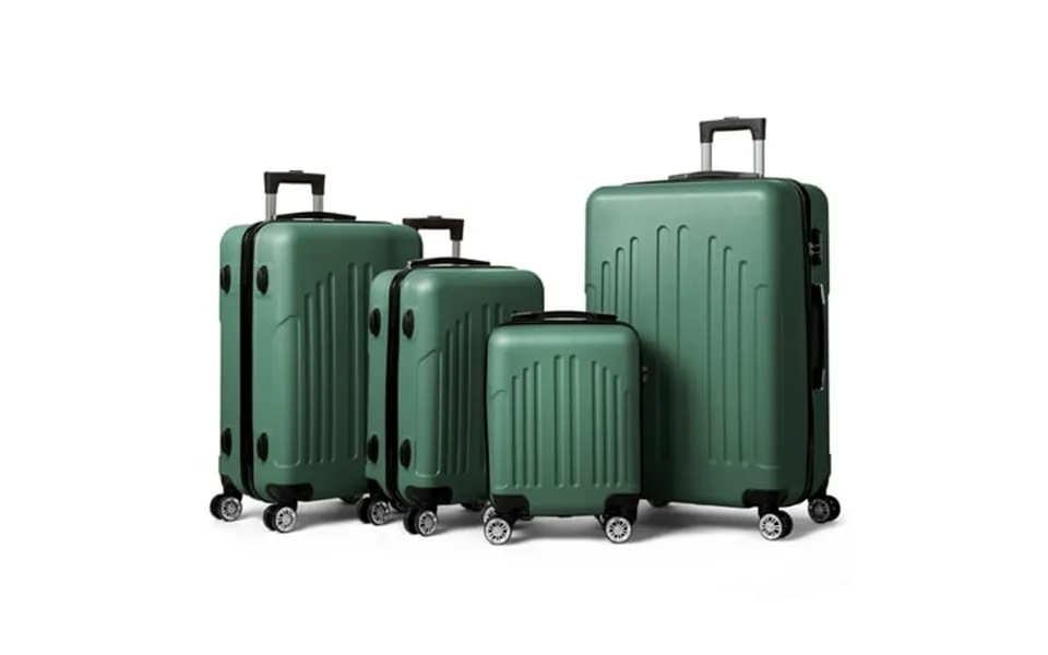 Zimtown 4 Piece Luggage Set Abs Hard Shell Suitcase Luggage Sets Double Wheels With Tsa Lock Vintage Green