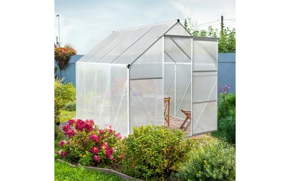 Zimtown 6x8ft Hybrid Polycarbonate Greenhouse For Garden Outdoor Silver