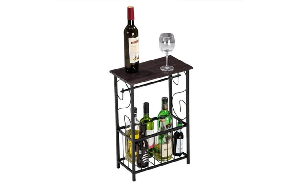 Zimtown Bathroom Table And Stand With Toilet Paper Roll-bar Holder And Storage Rack - Black Metal Frame With Scroll Desi