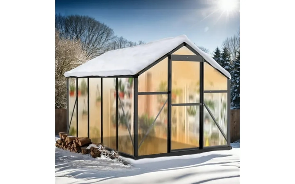 Zimtown Outdoor Greenhouse Polycarbonate Greenhouse With Durable Aluminum Frame For Backyard Gardening Heavy Duty Black