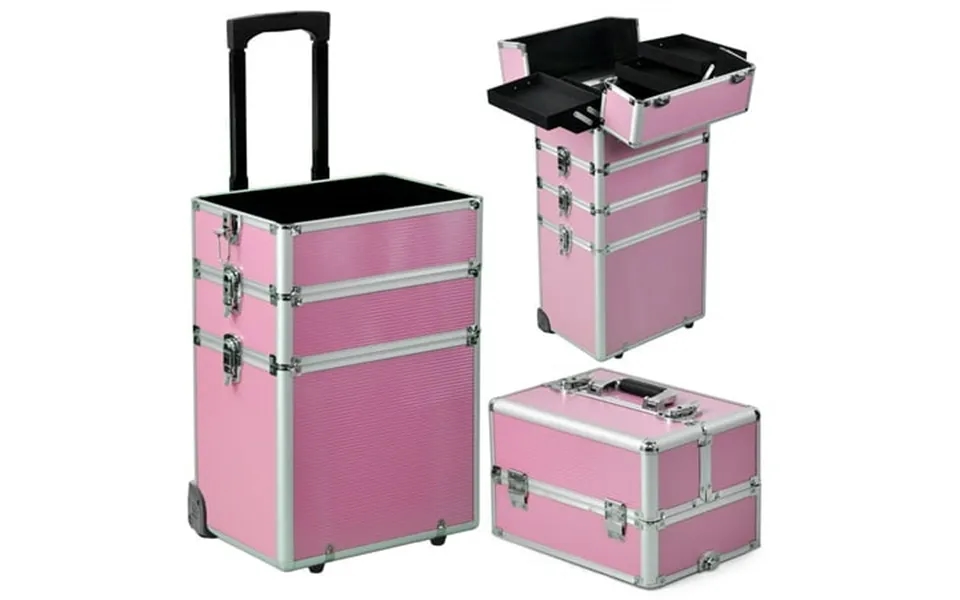 Zimtown Pro 4in1 Rolling Aluminum Cosmetic Train Case Professional Beauty Make-up Artist Cosmetic Case