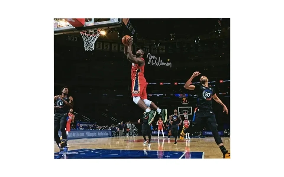 Zion Williamson New Orleans Pelicans Autographed 16 X 20 Going Up Vs