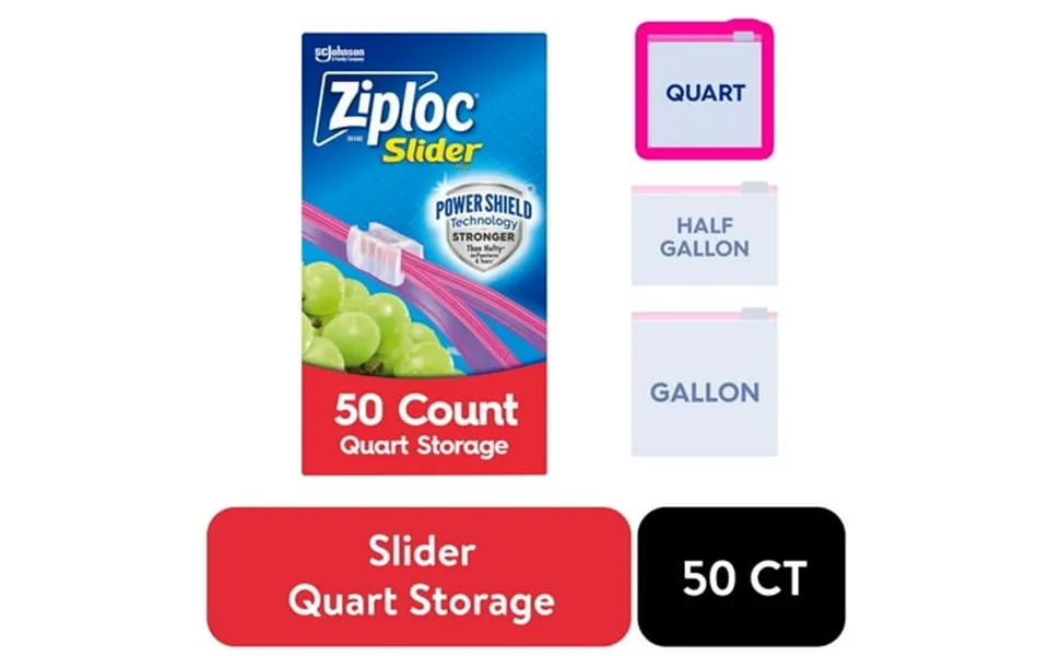 Ziploc Brand Slider Quart Storage Bags School Supplies With Power Shield Technology 50 Count