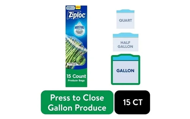 Ziploc Gallon Produce Storage Bags Breathable Bag Moisture Control 15 Count - 2 Pack product image