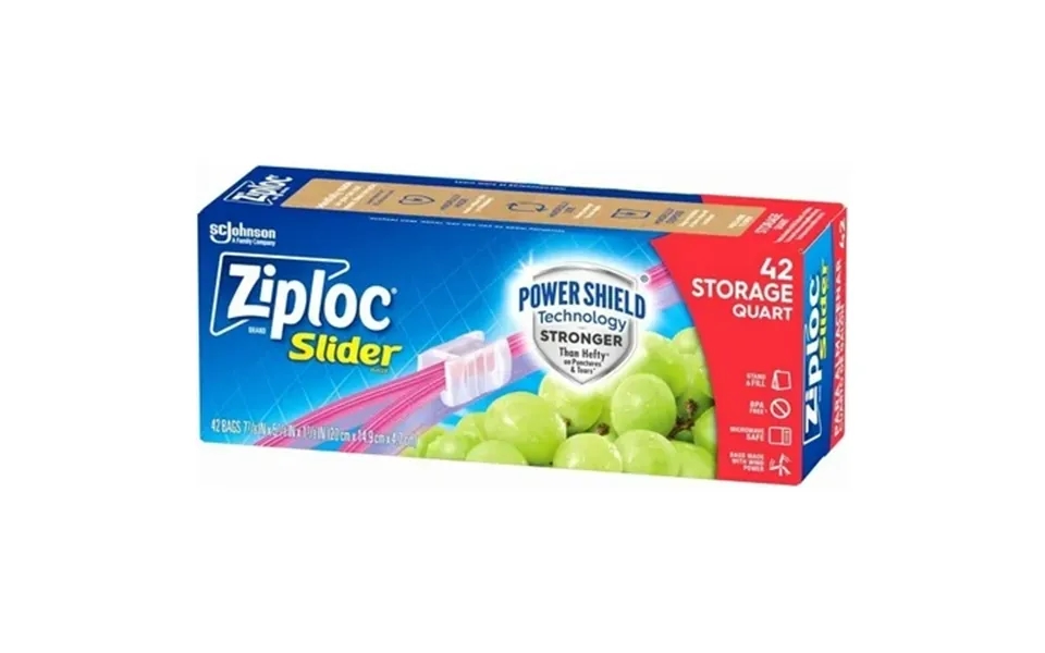 Ziploc Quart Slider Bags 42ct Durable Food Storage With Power Shield Technolog