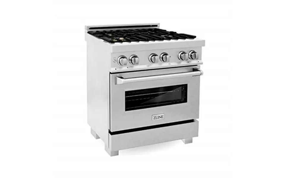 Zline 30 In. Professional 4.0 Cu. Ft. 4 Dual Fuel Range In Durasnow Stainless Steel With Brass Burners Ras-sn-br-30