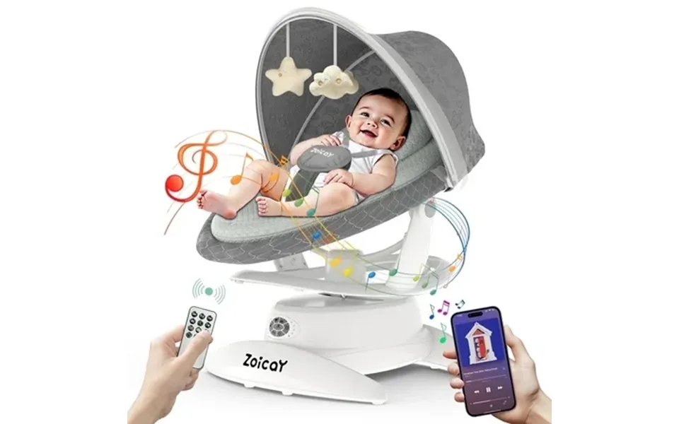 Zoicay 3-in-1 Baby Swing With Motion Detection 5 Speeds & 3 Sway Modes 360 Rotating Seat Remote Control 12 Melodies & Bl