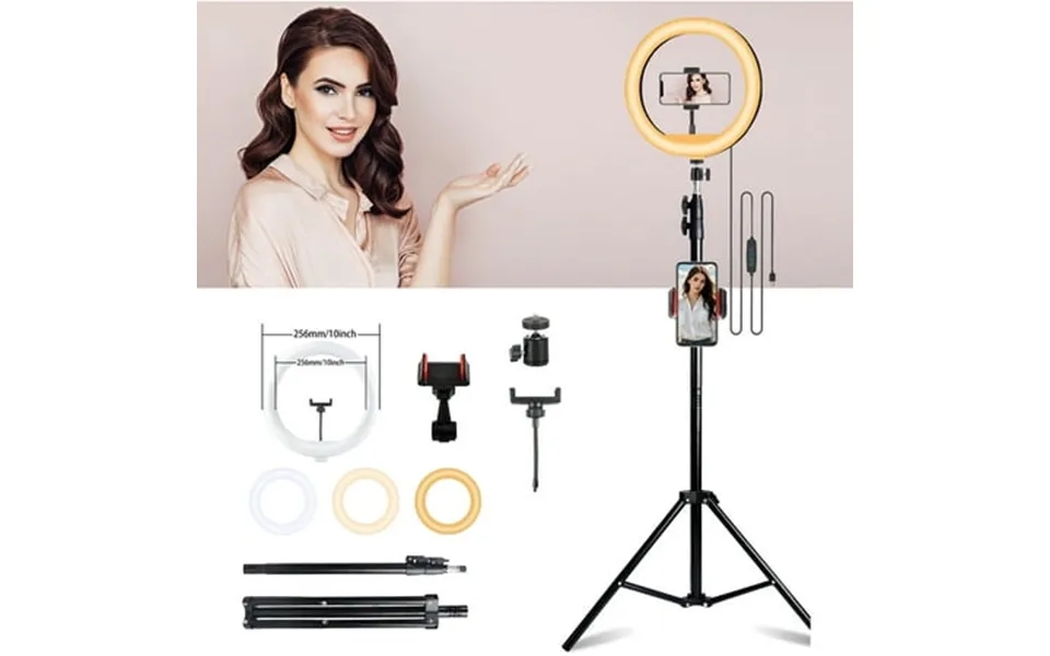 Zomei 12 Led Ring Light With Extendable 63 Detachable Tripod And Double Camera Clamp Three-color Adjustable Selfie Ring