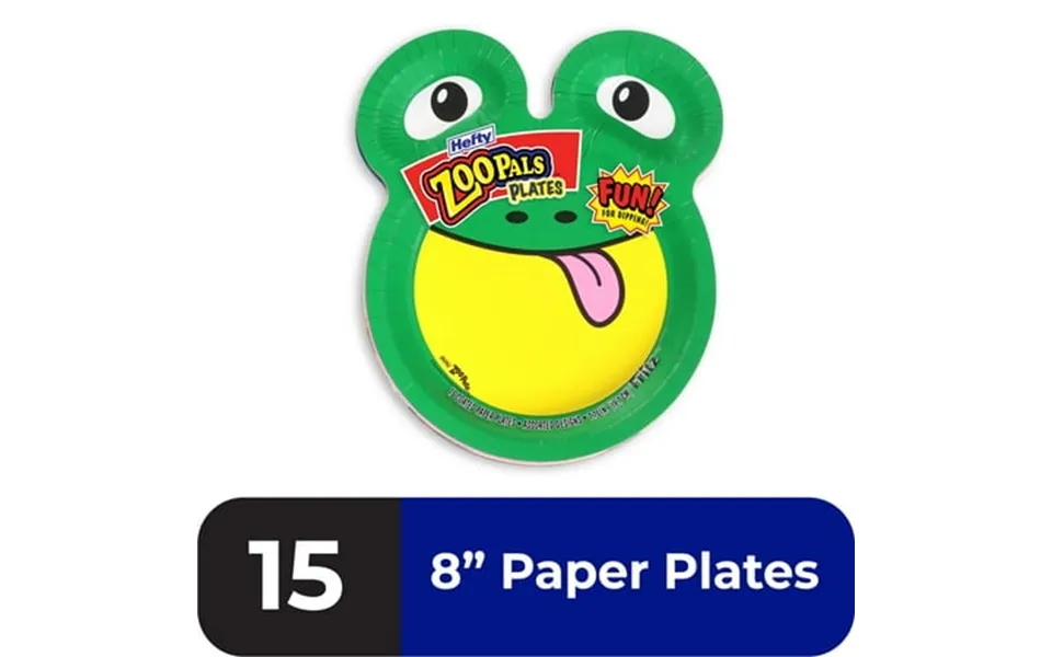 Zoo Pals Paper Plates For Kids Assorted Animal Designs 7.75 Inches With Two Dipping Compartments 15 Count