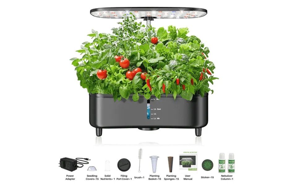 Zrsdixki Misting 15 Pods Hydroponic Growing System Herb Garden Kit Indoor