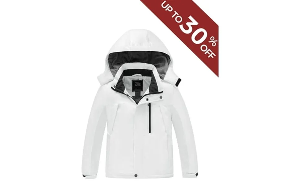 Zshow Boy S Jacket Waterproof Winter Coat Windproof Hooded Ski Jacket White 8