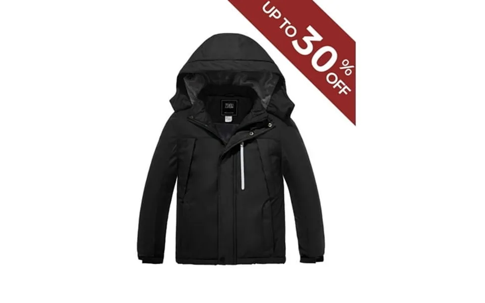 Zshow Boy S Ski Jacket Windproof Snow Coat Thick Hooded Winter Parka Coat Black 6 7